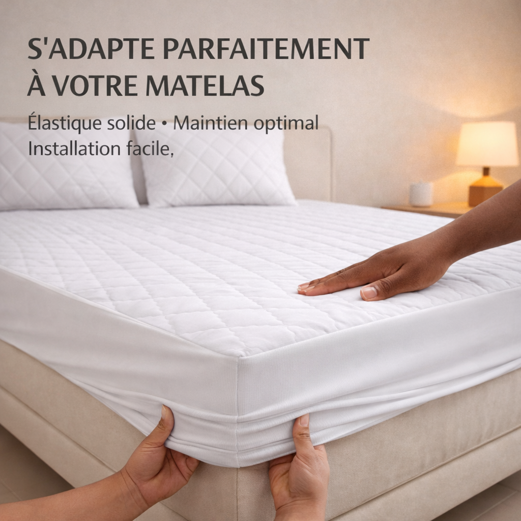 Protège-Matelas Imperméable 2 Places + 2 Couvre-Oreillers Offerts