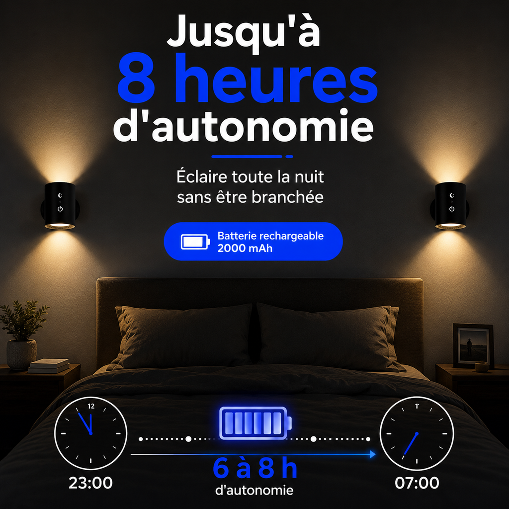 Lampe Murale Rechargeable – Double Éclairage Haut & Bas (Lot de 2 Lampes)