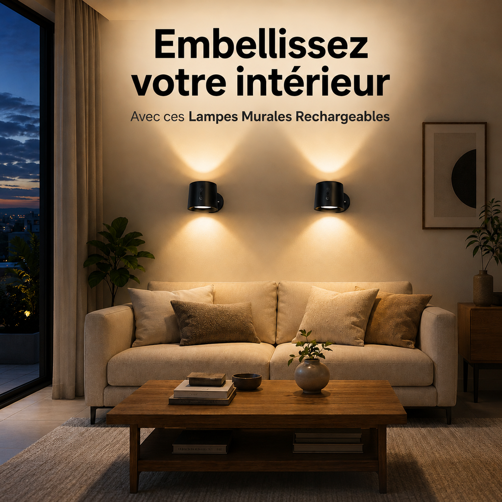 Lampe Murale Rechargeable – Double Éclairage Haut & Bas (Lot de 2 Lampes)