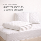 Protège-Matelas Imperméable 2 Places + 2 Couvre-Oreillers Offerts