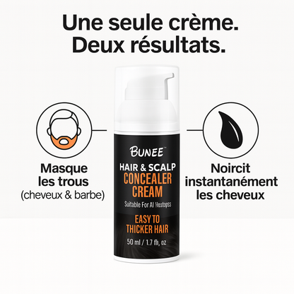 Crème pour Cheveux - Masque les trous + Noircit instantanément