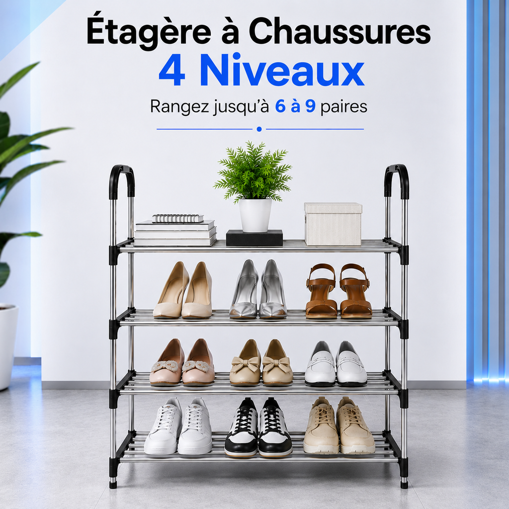 Étagère à Chaussures Gain de Place 4 Niveaux™