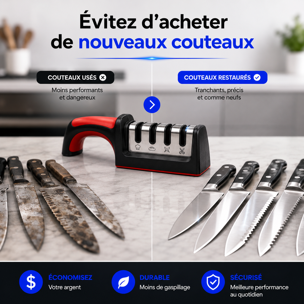 Aiguiseur de Couteaux 4 en 1 – Redonnez du tranchant à vos couteaux
