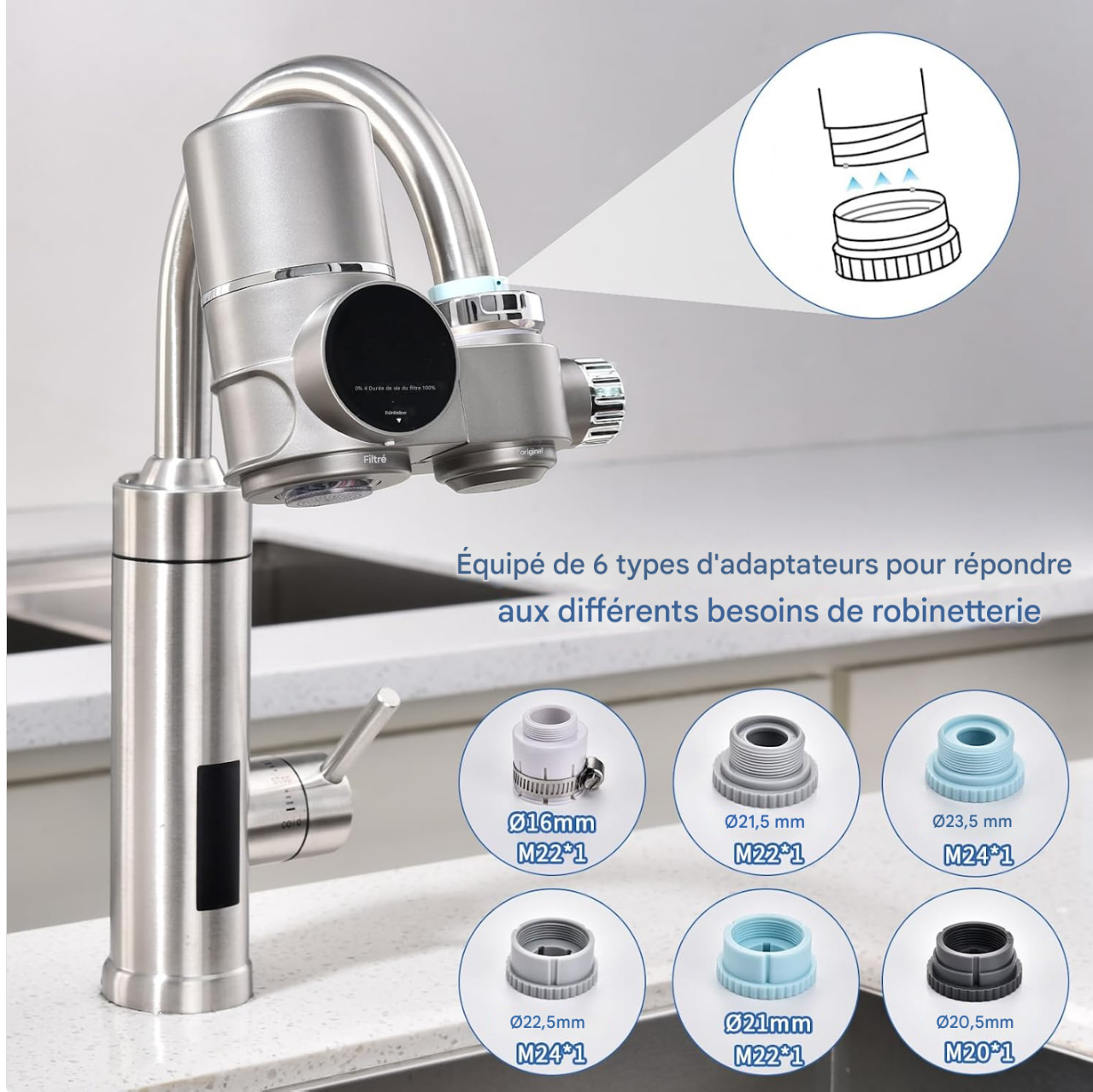 Purificateur d'eau de robinet intelligent - Avec Rayon UV